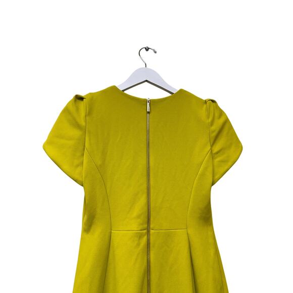 Calvin Klein Size 6 Yellow Tulip Sleeve Crepe Work Cocktail Sheath Knee Dress - Picture 6 of 16